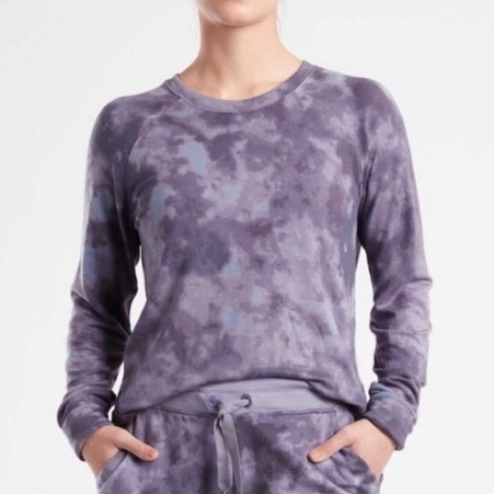 NWT Athleta mindset print sweatshirt purple tie dye size S